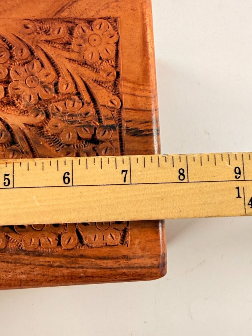 Vintage Tree of Life Wooden Hand Carved Urn Box India 7.5 x 5.5 x 3.5 - Picture 7 of 10